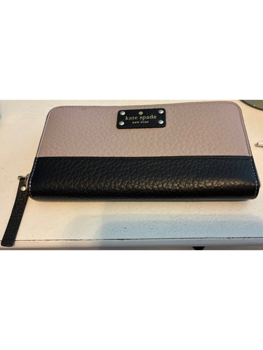Kate Spade Black And Tan Leather Large Wallet